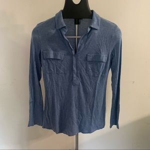 DKNY Blue Half Button Up (Small)